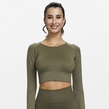 Load image into Gallery viewer, Namaste Olive Yoga Crop Top
