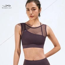 Load image into Gallery viewer, Mermaid Curve Breathable Mesh Sports Bra Summer New Fake Two Pieces Yoga Bra Vest Women Outdoor Running Shockproof Fitness Bra
