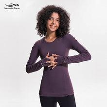 Load image into Gallery viewer, Mermaid Curve Gym Women&#39;s Clothes Slim Fit Hip Length Runderful Long Sleeve Yoga Shirts Top Zippered Pocket Running T-shirt
